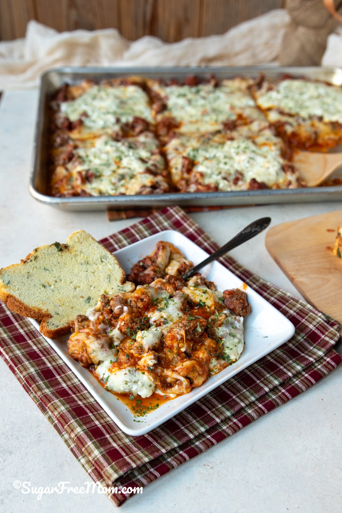 Easy Low Carb Keto Cottage Cheese Sheet Pan Lasagna